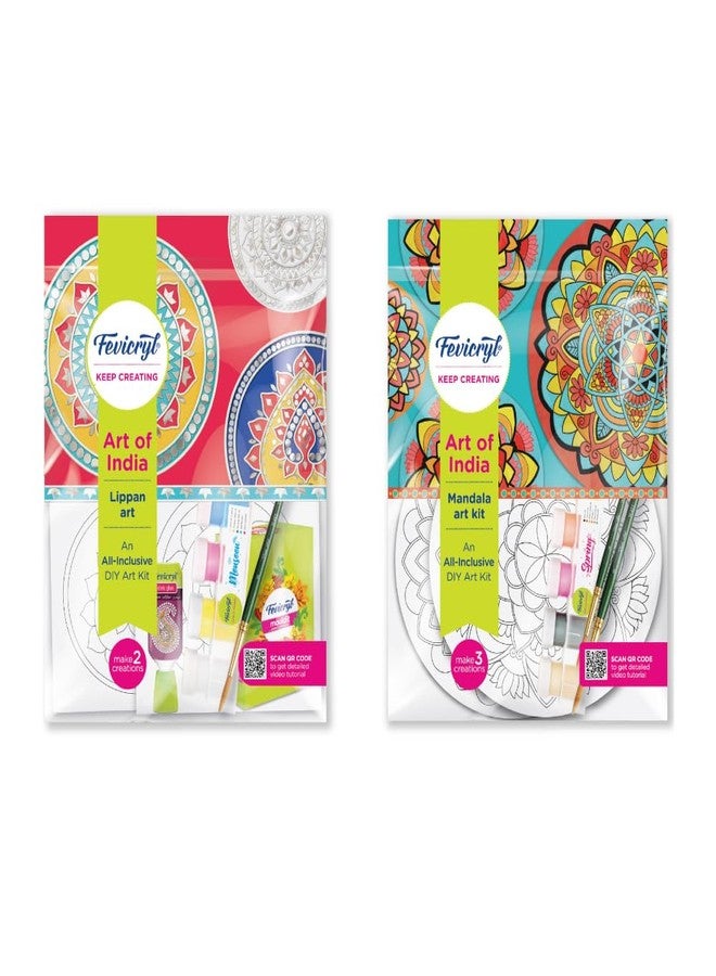 Fevicryl Mandala & Lippan Art of India Kit | Includes Pre-Printed Circular Wooden MDF Board, Acrylic Paints, Brushes | DIY, Art & Craft Kit | Ideal for Artists, Gifting - Image 1